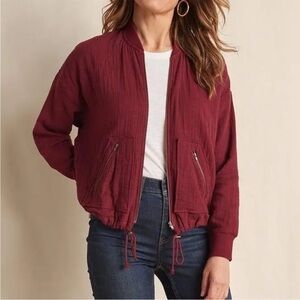Matilda Jane Jacket Crimson Burgundy Lightweight Zipper Gauze NWOT